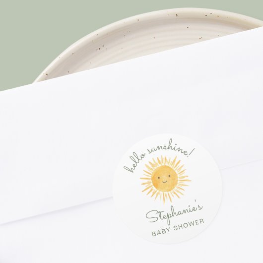 Hello Sunshine Baby Shower  ラウンドシール