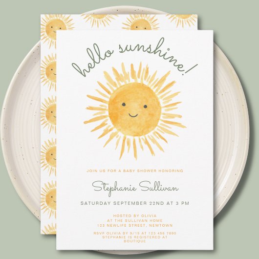Hello Sunshine Baby Shower  招待状