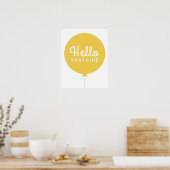 Hello Sunshine | Balloon Scandinavian Cute Yellow ポスター (キッチン)