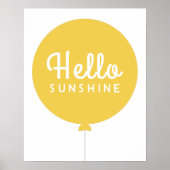 Hello Sunshine | Balloon Scandinavian Cute Yellow ポスター (正面)
