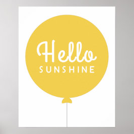 Hello Sunshine | Balloon Scandinavian Cute Yellow ポスター