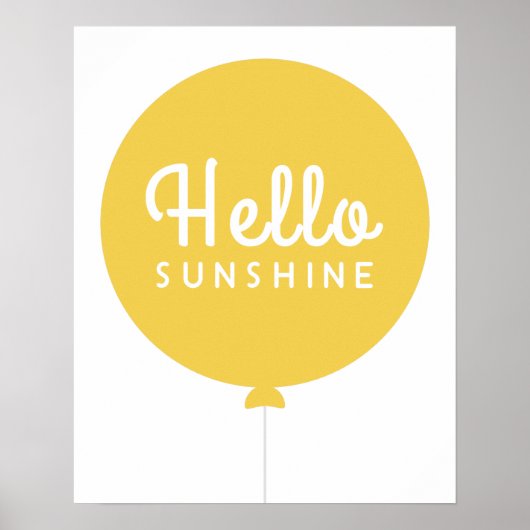 Hello Sunshine | Balloon Scandinavian Cute Yellow ポスター (正面)