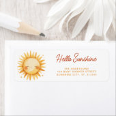 Hello Sunshine Boho Baby Shower Return Address ラベル (インサイチュ)