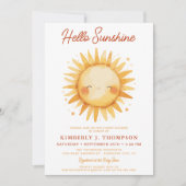 Hello Sunshine Boho Gender Neutral Baby Shower 招待状 (正面)