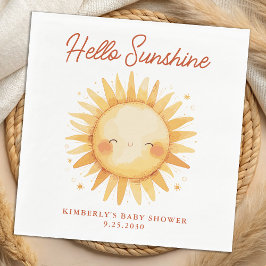 Hello Sunshine Boho Gender Neutral Sun Baby Shower スタンダードランチョンナプキン