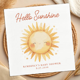 Hello Sunshine Boho Sun Gender Neutral Baby Shower スタンダードカクテルナプキン