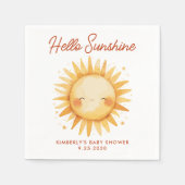 Hello Sunshine Boho Sun Gender Neutral Baby Shower スタンダードカクテルナプキン (正面)