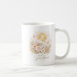 Hello Sunshine Design – Cute Sun and Floral  コーヒーマグカップ