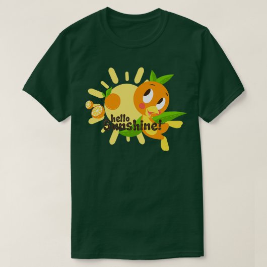 Hello Sunshine Orange BirdホワイトバックグラウンドTShrt Tシャツ (デザイン正面)