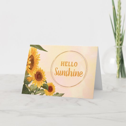 Hello Sunshine Watercolor Sunflower Notecards サンキューカード (正面)