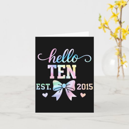 Hello Ten Est 2015 Coquette Bow 10th Birthday Girl カード (黄色い花)
