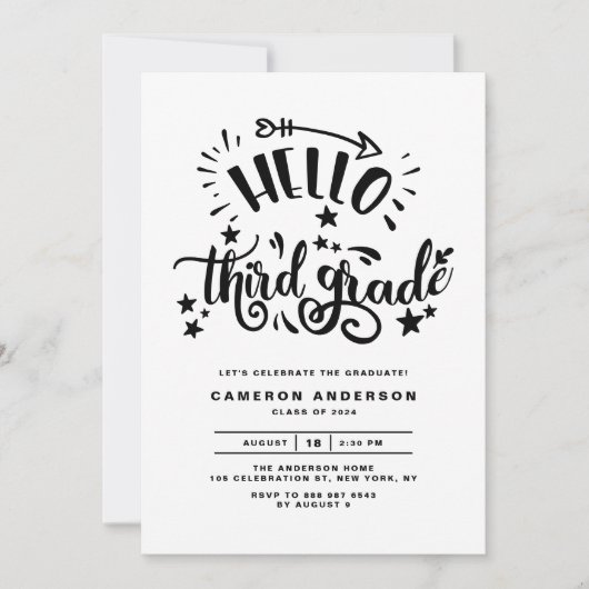 Hello Thirdグレード |ブラック2等卒業 招待状 (正面)