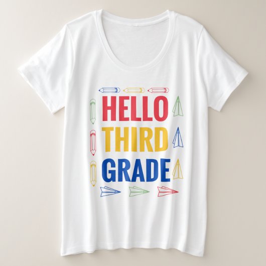Hello Thirdグレード プラスサイズTシャツ (デザイン正面)