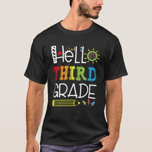 Hello Third Gradeおもしろい3Rd Grade新学期Gif Tシャツ (正面)