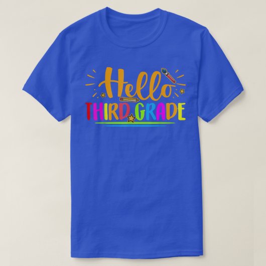Hello Third Gradeシャツおもしろい3Grade Back to Scho Tシャツ (デザイン正面)