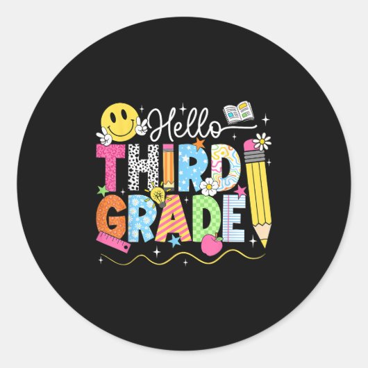 Hello Third Gradeチーム3年生新学期Te ラウンドシール (正面)