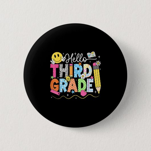 Hello Third Gradeチーム3年生新学期Te 缶バッジ (正面)