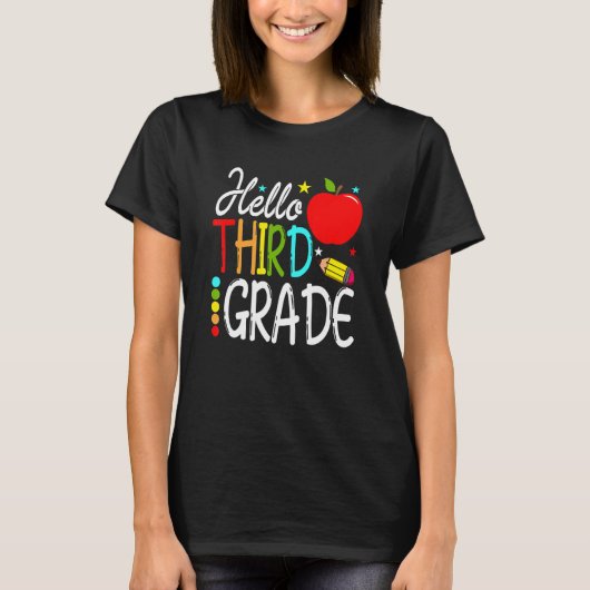 Hello Third Gradeチーム3年生新学期Te Tシャツ (正面)