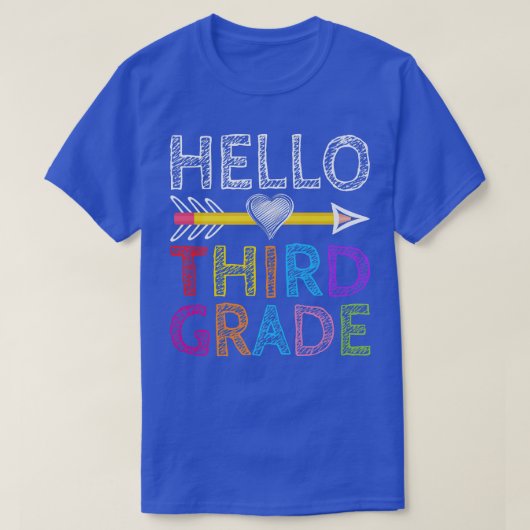Hello Third Grade先生学生3年生バックT Tシャツ (デザイン正面)
