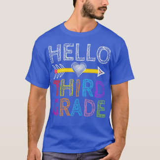 Hello Third Grade先生学生3年生バックT Tシャツ