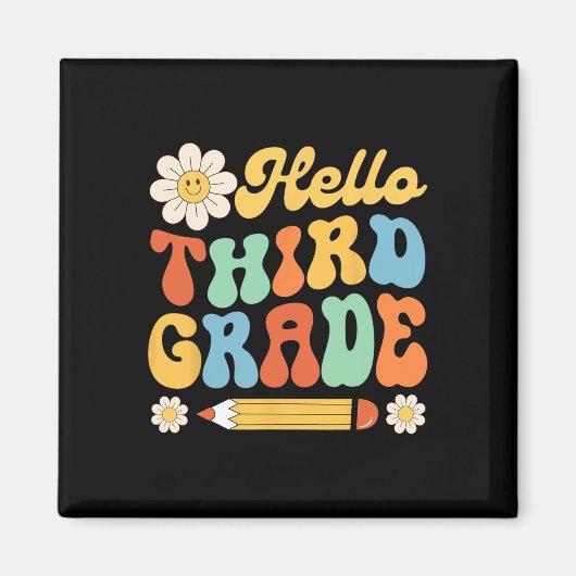 Hello Third Grade新学期先生Kids マグネット (正面)