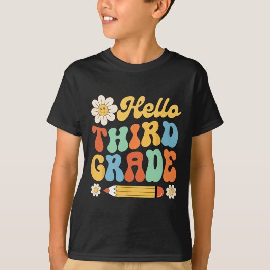 Hello Third Grade新学期先生Kids Tシャツ (正面)