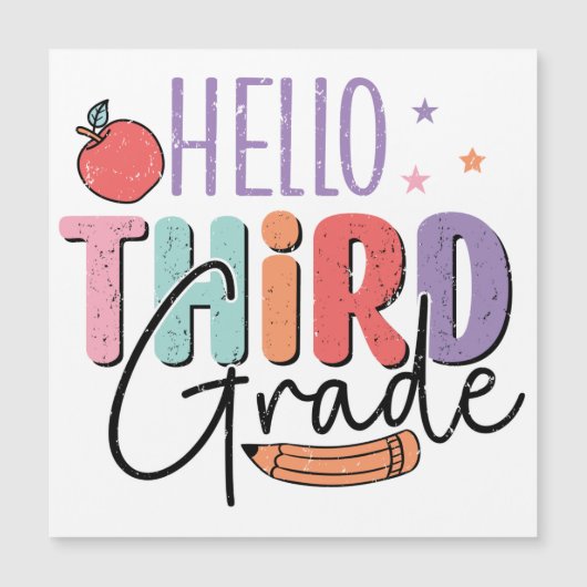 Hello Third Grade新学期 マグネット招待状 (正面)
