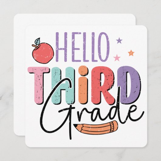 Hello Third Grade新学期 招待状 (正面/裏面)