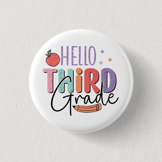 Hello Third Grade新学期 缶バッジ (正面)