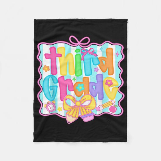 Hello Third Grade 3Gradeチーム新学期Te フリースブランケット (正面)