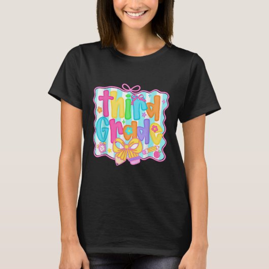 Hello Third Grade 3Gradeチーム新学期Te Tシャツ (正面)
