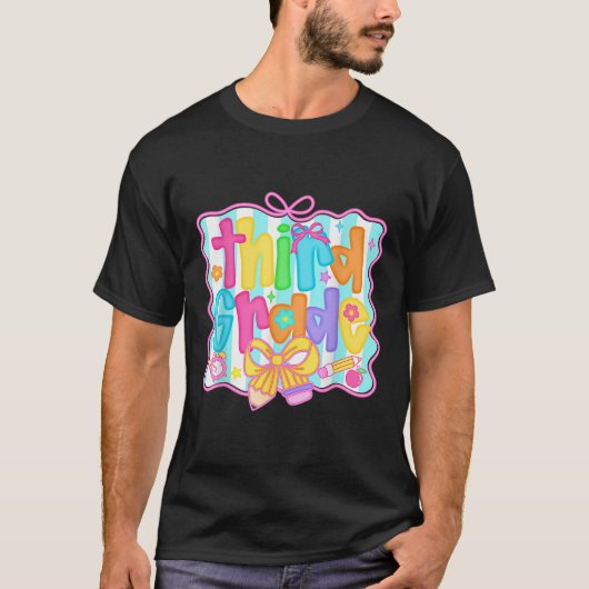 Hello Third Grade 3Gradeチーム新学期Te Tシャツ (正面)