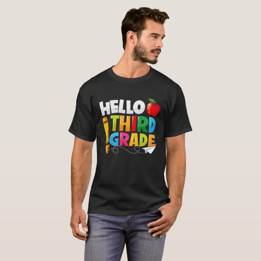 Hello Third Grade  3rd Grade Back To School Kids Tシャツ (正面フル)