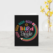 Hello Third Grade 3rd Grade Back To School Kids Te カード (黄色い花)