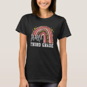 Hello Third Grade 3rd Grade Rainbow Leopard Back T Tシャツ (正面)