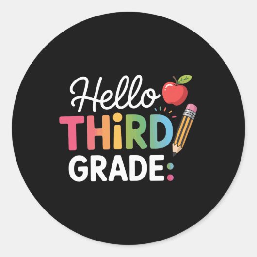 Hello Third Grade Team 3rd Grade Back To School Te ラウンドシール (正面)