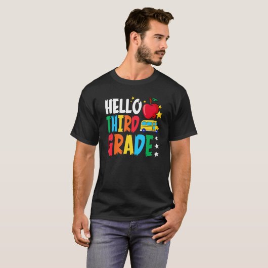 Hello Third Grade Team 3rd Grade Back To School Te Tシャツ (正面フル)