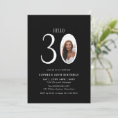 Hello Thirtyモノクロ写真30th Birthday 招待状 (スタンド正面)