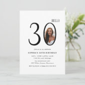 Hello Thirtyモノクロ写真30th Birthday 招待状 (スタンド正面)