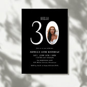 Hello Thirtyモノクロ写真30th Birthday 招待状