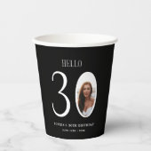 Hello Thirtyモノクロ写真30th Birthday 紙コップ (正面)