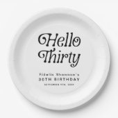 Hello Thirtyレトロ30th Birthday Welcome ペーパープレート (正面)