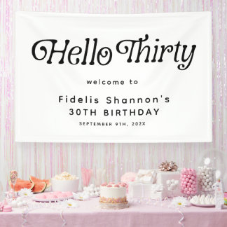 Hello Thirtyレトロ30th Birthday Welcome 横断幕