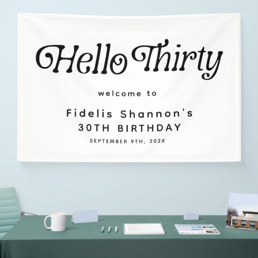 Hello Thirtyレトロ30th Birthday Welcome 横断幕 (トレードショー)