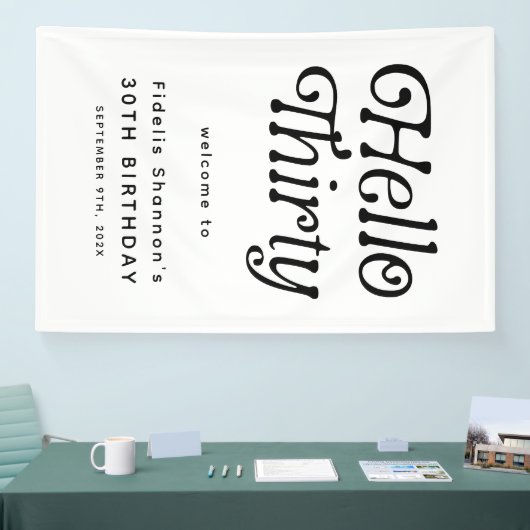 Hello Thirtyレトロ30th Birthday Welcome 横断幕 (トレードショー)