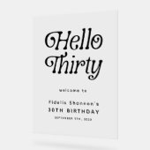 Hello Thirtyレトロ30th Birthday Welcome Sign アクリルサイン (傾斜)