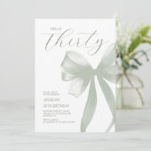 Hello Thirty エレガント Green Bow 30th Birthdayパーティー 招待状 (スタンド正面)