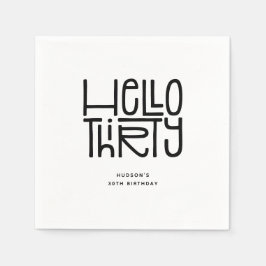 HELLO THIRTY モダンな30歳の誕生日 スタンダードカクテルナプキン