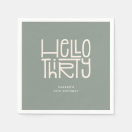 HELLO THIRTY モダンな30歳の誕生日 スタンダードカクテルナプキン