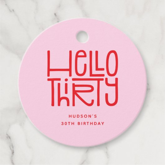 HELLO THIRTY モダンな30歳の誕生日 フェイバータグ (正面)